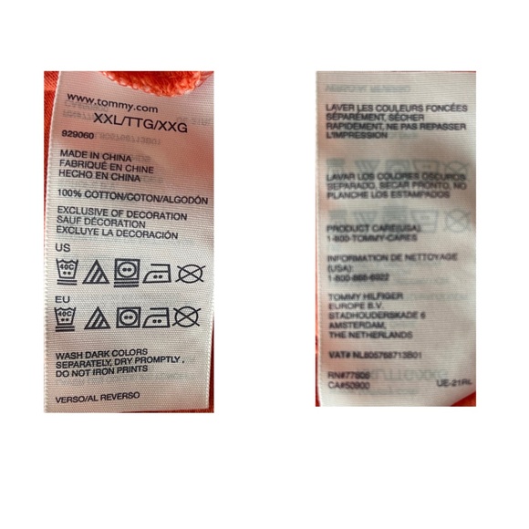 Tommy Hilfiger Short Sleeve V-Neck T-Shirt-Orange-Size 2XL - Picture 3 of 5